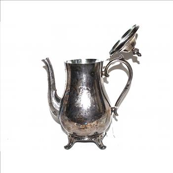 Silver Plate Tea Kettle With Hinged Lid