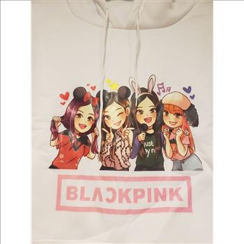 Ladies BlackPink Drawstring Cropped Hoodie Sz Large