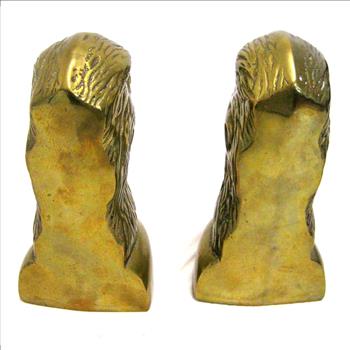 Solid Brass Eagle Head Bookends c. 1960s