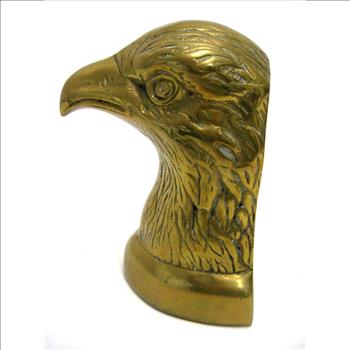 Solid Brass Eagle Head Bookends c. 1960s