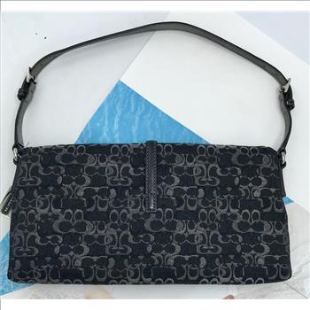 COACH Metallic Signature Fabric Baguette Demi Clip Small Bag Purse G05M-3595 Retail $178