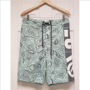 Ecko Unlimited Green Abstract Pattern Print Men's Boardshort Sz M