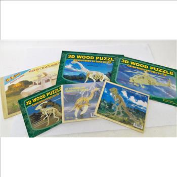 6 NEW 3D Wooden Puzzles & Construction Kit