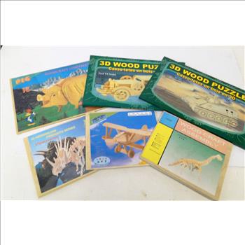 6 NEW 3D Wooden Puzzles & Construction Kit