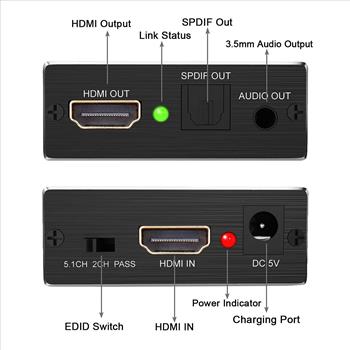 HDMI 4K x 2K Stereo Audio Converter Extractor HDMI to HDMI+Optical SPDIF 3.5mm