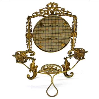 Antique Brass Dresser Vanity Mirror Set with Perfume and Ring holders