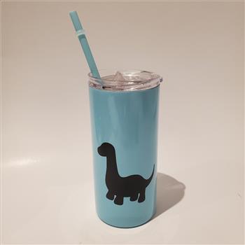 Dinosaur Tumbler With Straw Teal