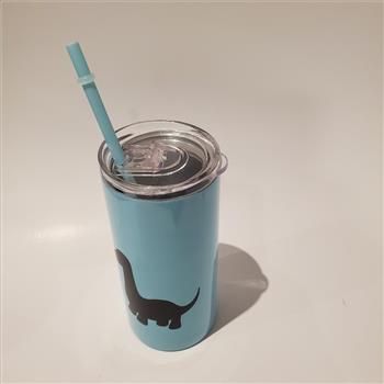 Dinosaur Tumbler With Straw Teal