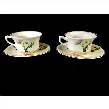 2 Vintage England Fine Bone China Tea Cup and Saucers