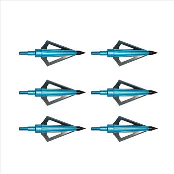 6 Piece Hunting Broadheads 100 Grain 3 Blade Broad Arrow Heads Arrows Screw Tips Blue