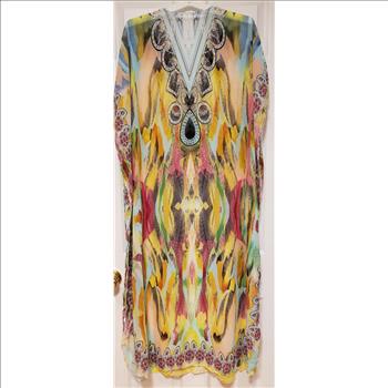 Women Multi-color Tassel Front Sheer Maxi Dress Beachwear Cover Ups Sz XL-2XL