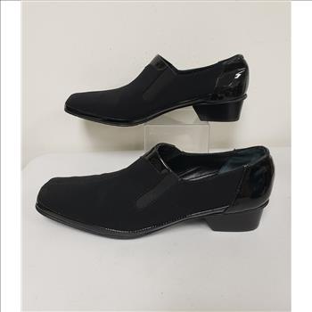 Vtg Amalfi By Rangoni Black Suede Patent Women's Slip-On Shoes, Sz9SS-Italy