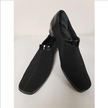 Vtg Amalfi By Rangoni Black Suede Patent Women's Slip-On Shoes, Sz9SS-Italy