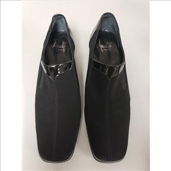 Vtg Amalfi By Rangoni Black Suede Patent Women's Slip-On Shoes, Sz9SS-Italy