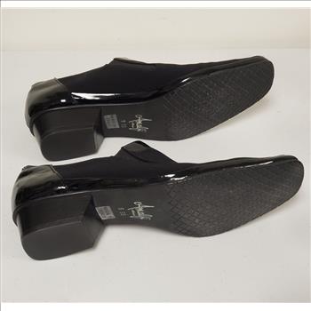 Vtg Amalfi By Rangoni Black Suede Patent Women's Slip-On Shoes, Sz9SS-Italy