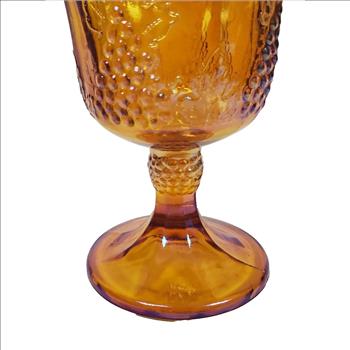 4 Vintage Indiana Glass Marigold Carnival Goblet Harvest Grape Pattern USA