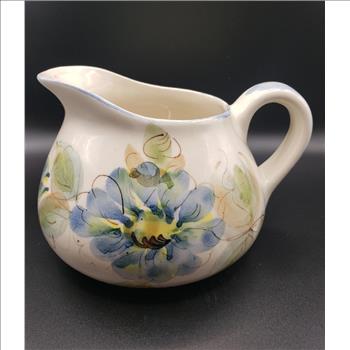 VTG Portugal Pottery Pitcher Hand Painted Floral Pattern