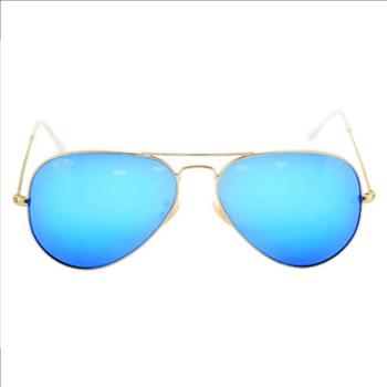  Rayban Aviator Sunglasses With Case - 3026 - Gold Frame/ Blue Mirror Lens