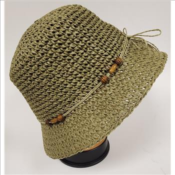 Ladies 100% Paper Yarn Fiber Green Cloche Hat