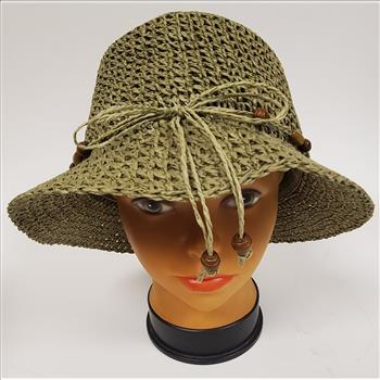 Ladies 100% Paper Yarn Fiber Green Cloche Hat