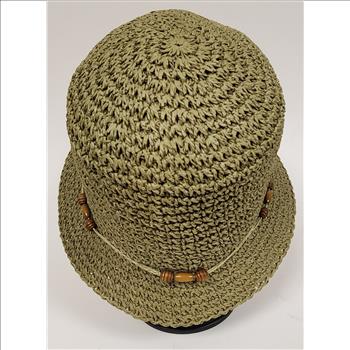 Ladies 100% Paper Yarn Fiber Green Cloche Hat
