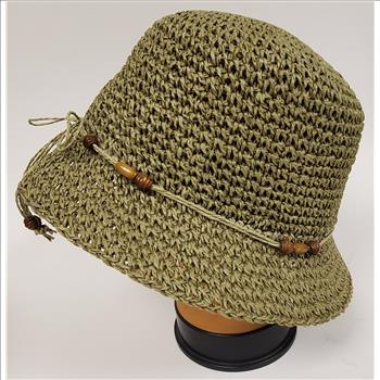 Ladies 100% Paper Yarn Fiber Green Cloche Hat