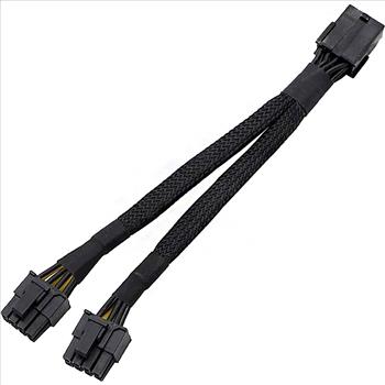 PCI-E 8-Pin to Dual 8-Pin 6+2 Pin Sleeved GPU Power Splitter Cable 18AWG