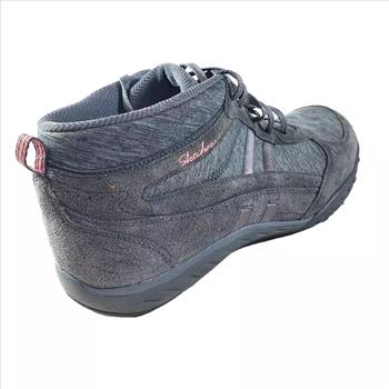 Ladies Sketchers Relax Fit Memory Foam Lace Up Running Shoes Gray Size 8