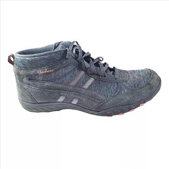 Ladies Sketchers Relax Fit Memory Foam Lace Up Running Shoes Gray Size 8