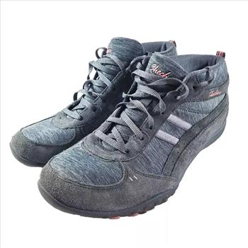 Ladies Sketchers Relax Fit Memory Foam Lace Up Running Shoes Gray Size 8