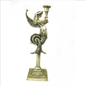 Silver Plated Solid Brass Mermaid Candlestick c. 1960s