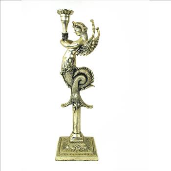 Silver Plated Solid Brass Mermaid Candlestick c. 1960s
