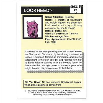 1990 Impel Marvel Universe Series 1 Trading Card #27 LOCKHEED