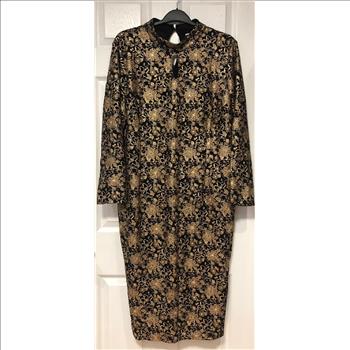 4610508 Black-Gold Pencil Dress
