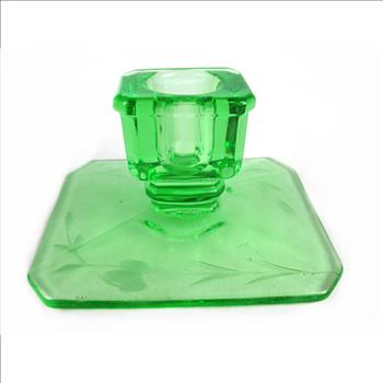 Pair of Green Depression Glass Candle Holders c.1930s