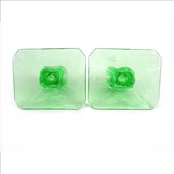 Pair of Green Depression Glass Candle Holders c.1930s
