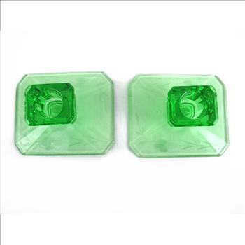 Pair of Green Depression Glass Candle Holders c.1930s