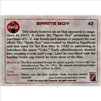 1993 Coca-Cola Trading Card #42 Sprite Boy 1943