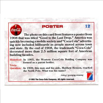 1993 Coca-Cola Trading Card #12 Billboard Poster Girl Ad 1908