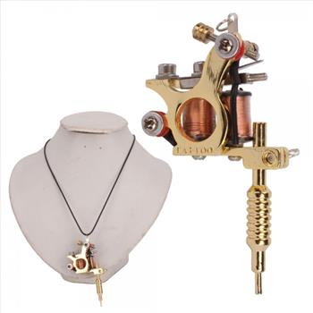 Mini Replica Tattoo Machine Pendant- Gold Tone