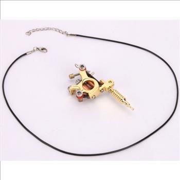 Mini Replica Tattoo Machine Pendant- Gold Tone