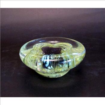 Vintage Art Glass Flat Paperweight