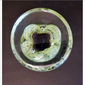 Vintage Art Glass Flat Paperweight