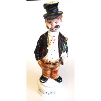 RARE- Vintage Ceramic Hobo Music Box Decanter Plays 