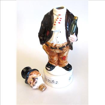 RARE- Vintage Ceramic Hobo Music Box Decanter Plays 
