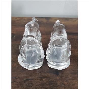 VTG Trunk Up Elephant Clear Glass Salt & Pepper Shakers Set