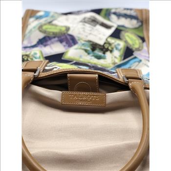 Talbots Travel Canvas Leather Tote Bag Retail $250
