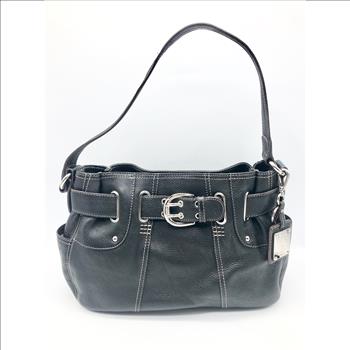 Tignanello Black Pebbled Leather Hobo Shoulder Bag