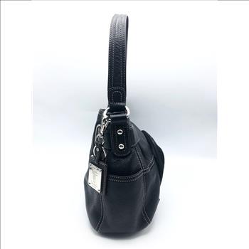 Tignanello Black Pebbled Leather Hobo Shoulder Bag
