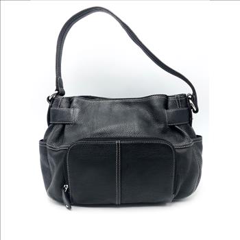Tignanello Black Pebbled Leather Hobo Shoulder Bag